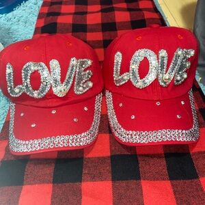 Red “LOVE” Studded Baseball Cap